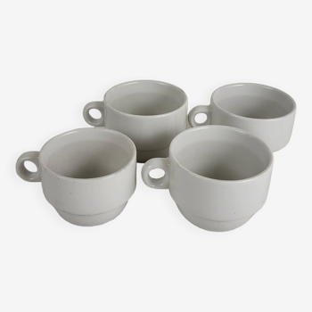 4 tasses à chocolat en porcelaine épaisse Digoin