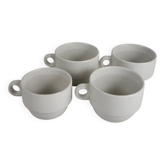 4 Digoin thick porcelain chocolate cups