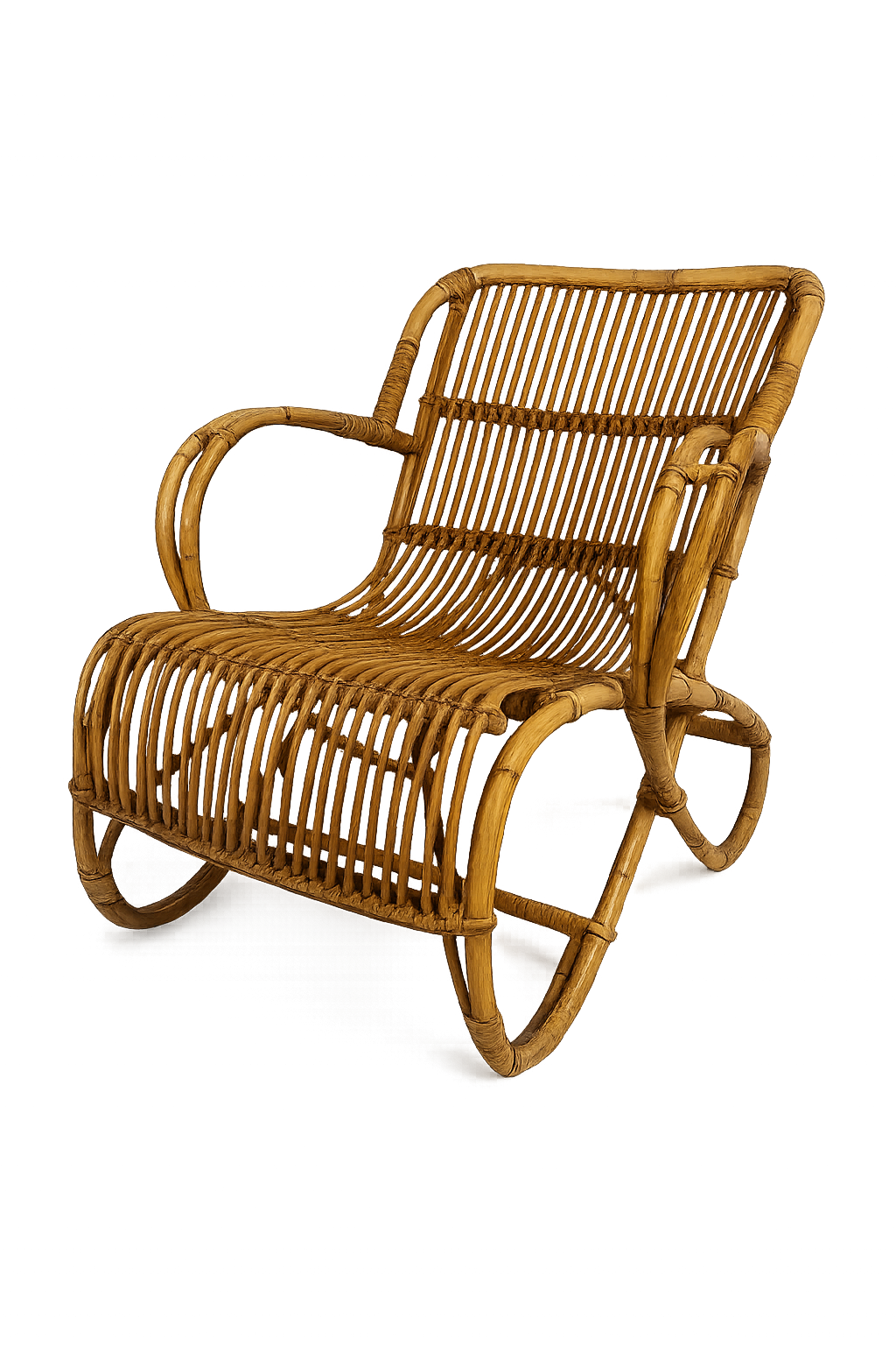 Vintage rattan armchair from the 1960s-1970s.