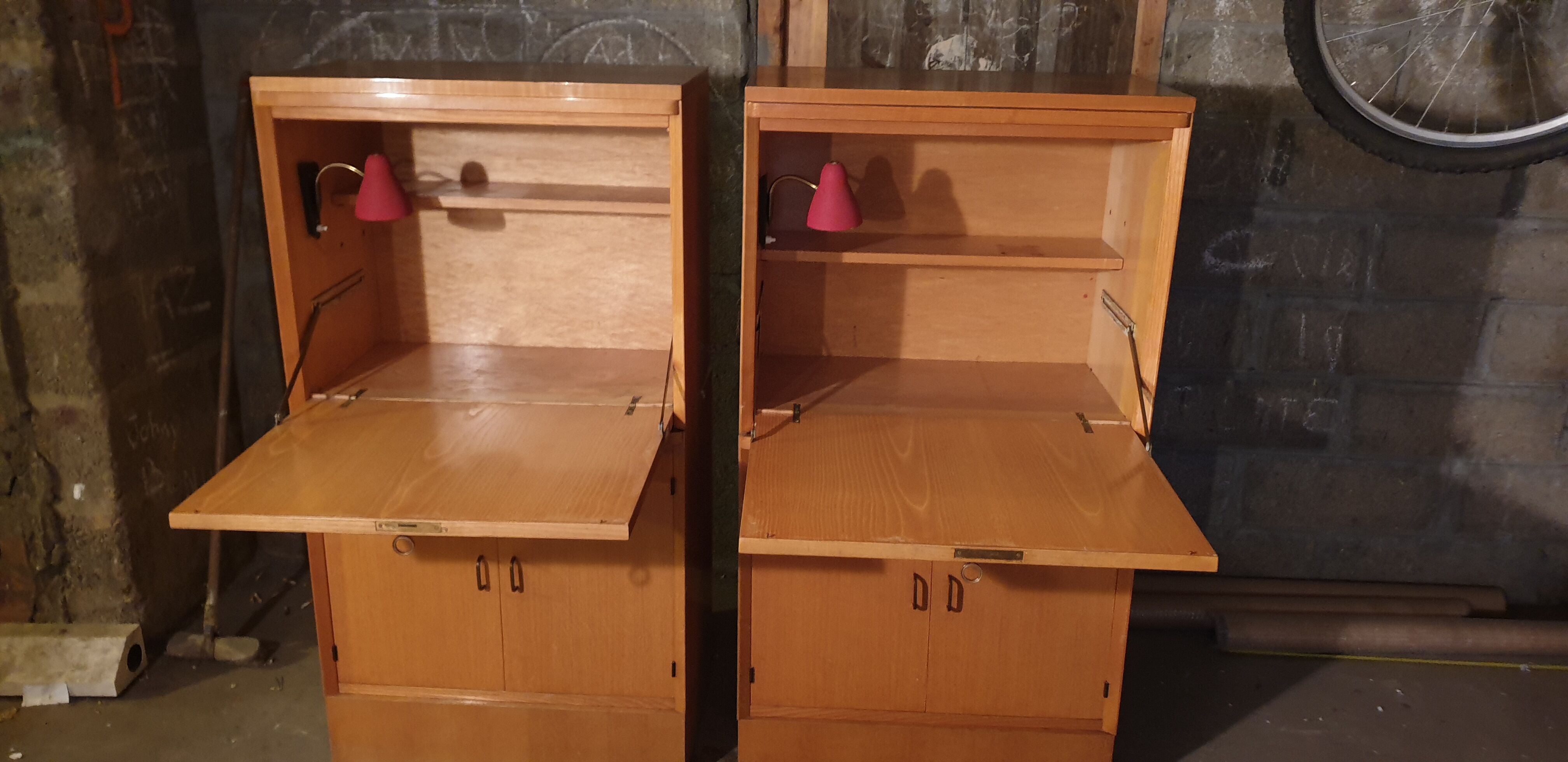 Secretary with vintage flap lamp casserole