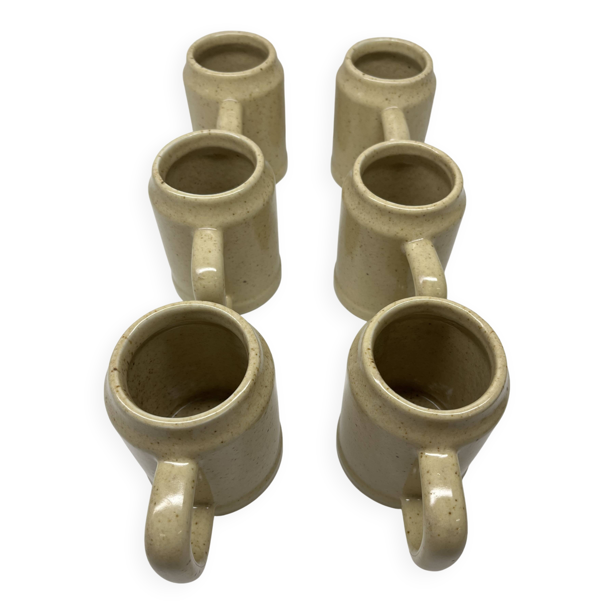 6 stoneware beer mugs