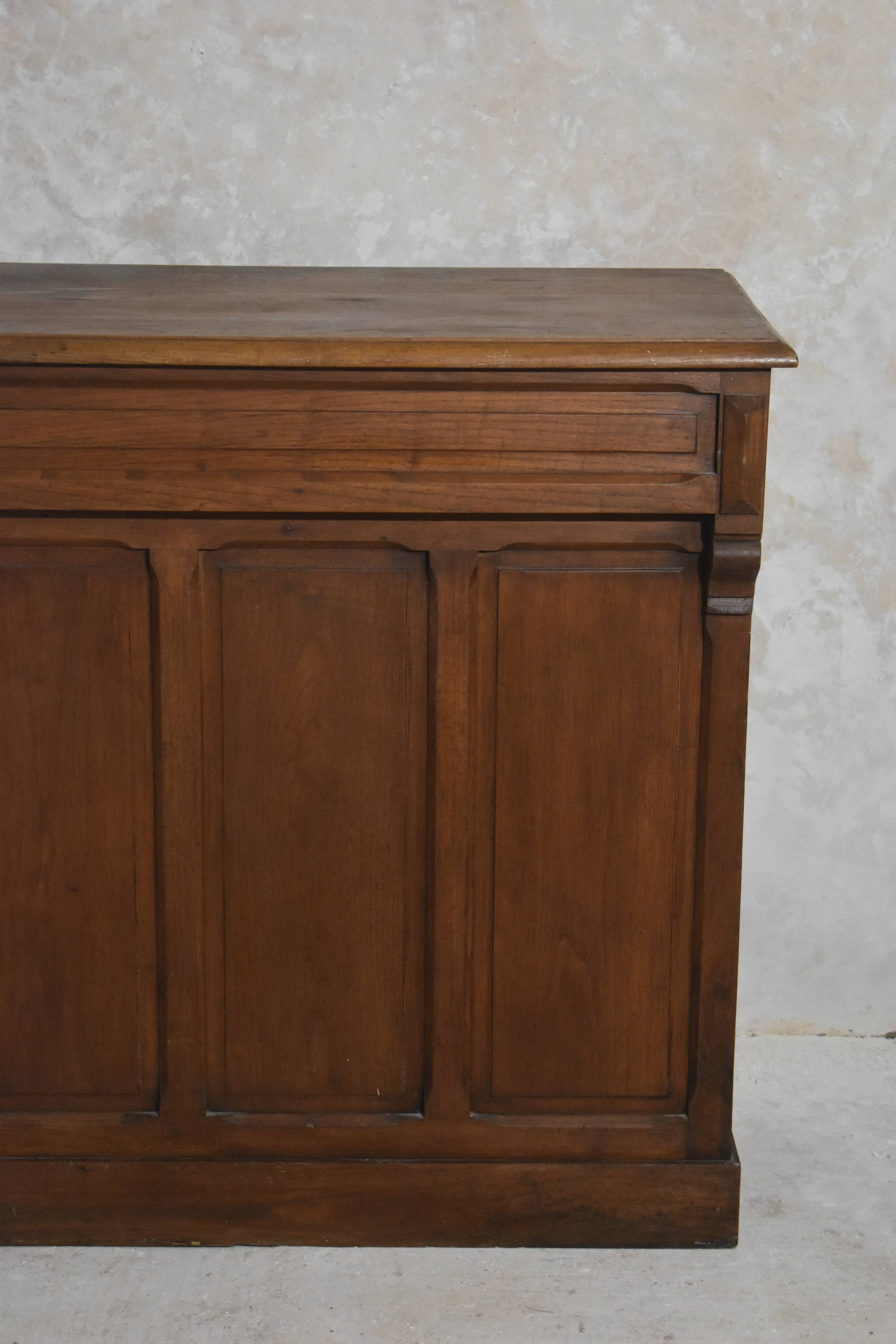 Old solid oak counter shop checkout