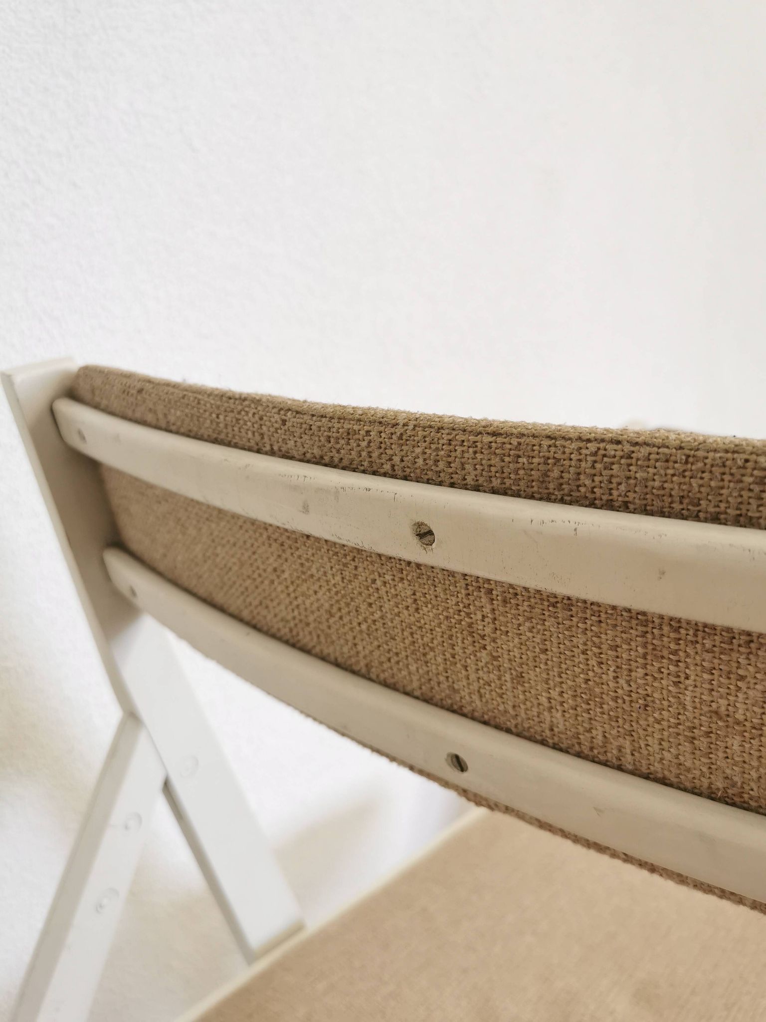 Set of 4 Vintage Wooden Folding Lounge Chairs: Beige Fabric, STOL Kamnik 1970