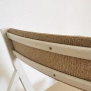Set of 4 Vintage Wooden Folding Lounge Chairs: Beige Fabric, STOL Kamnik 1970
