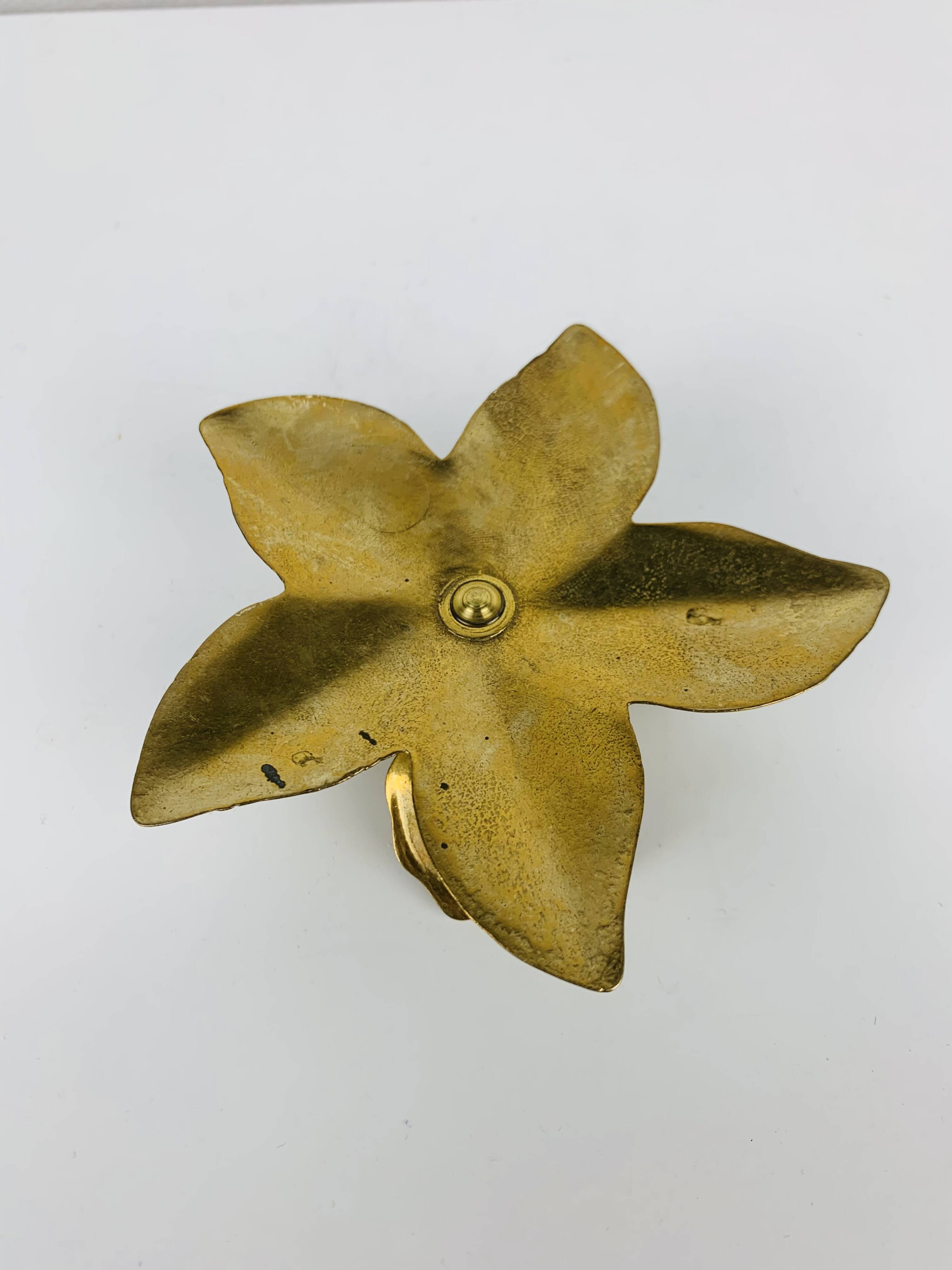 Bougeoir fleur laiton doré vintage