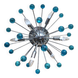 Light-blue and dark “star” murano glass sputnik flush mount