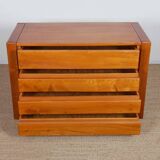 Vintage solid elm chest of drawers, 1980