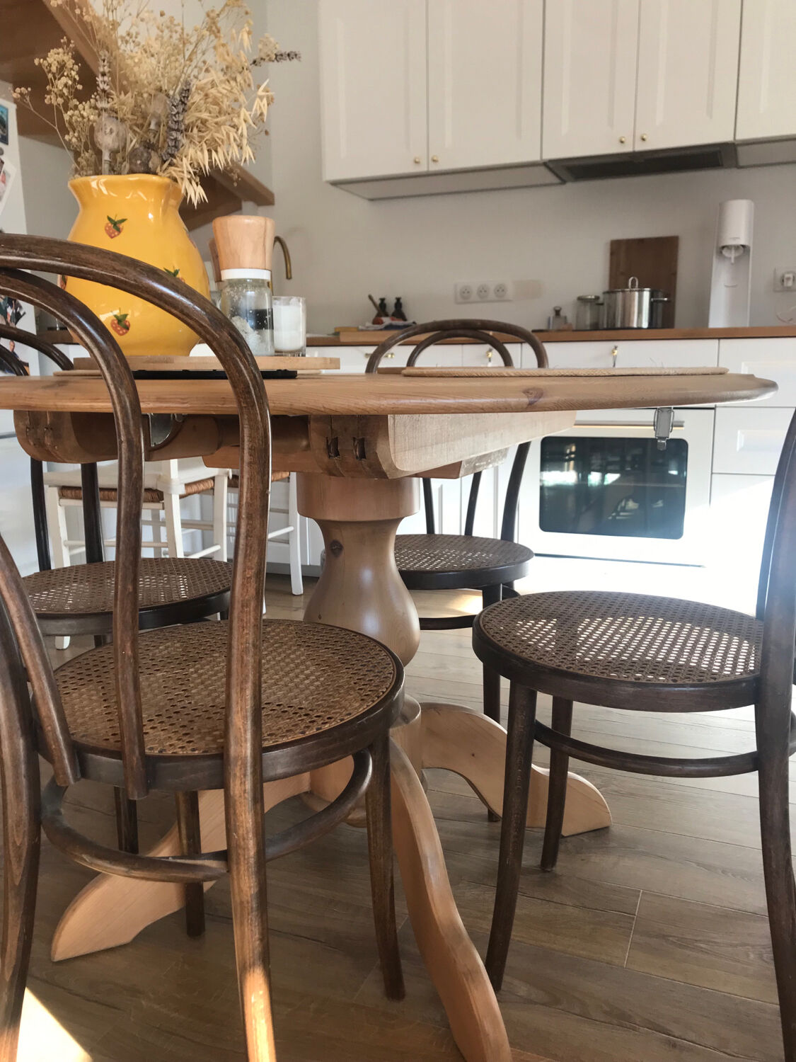 Lot 4 chairs ZPM Radomsko 1960 in canning and wood