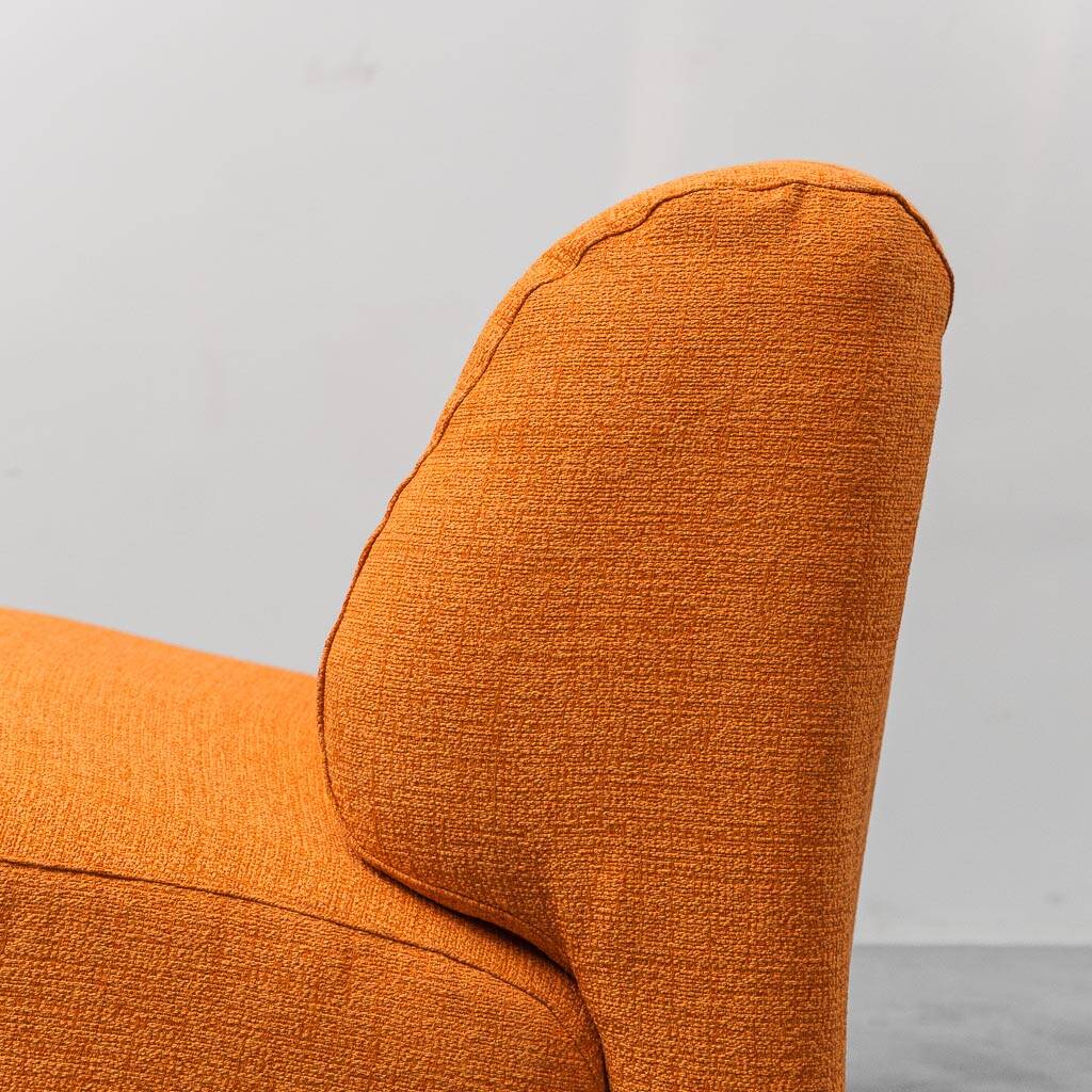 Vintage lounge armchair in orange fabric, 1970s design modernism