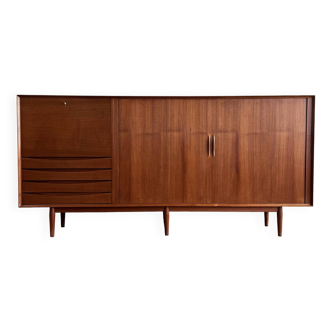 Large Danish Mid-Century Modern Teak Sideboard with Tambour Doors by Arne Vodder for Sibast
