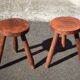 Pair of vintage stools, wooden stool, tripod stool, plant holder