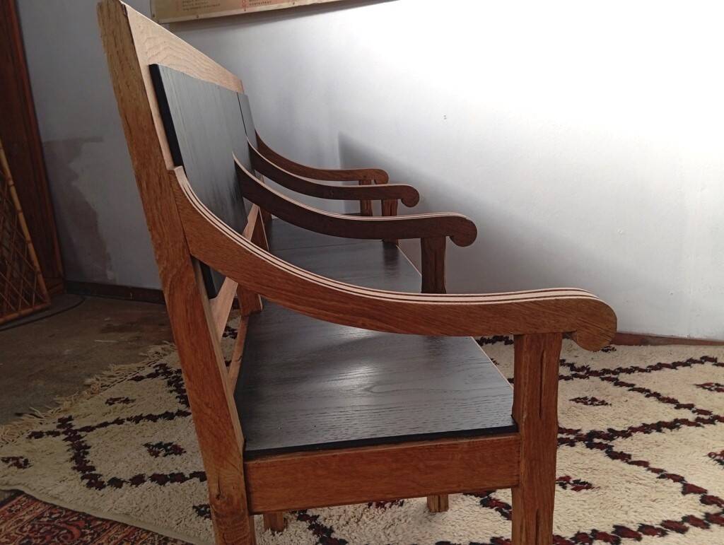 Early 20th-century solid oak bench