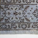 Turkish All-Over Floral Light Blue Vintage Runner Rug, 61x207Cm