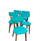 Chaises en skaï pied compas vintage bleu vert