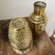 Duo of embossed brass vases