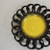 Iridescent brown and yellow braided ceramic cup/table center/Fruit bowl/Vallauris/Vintage