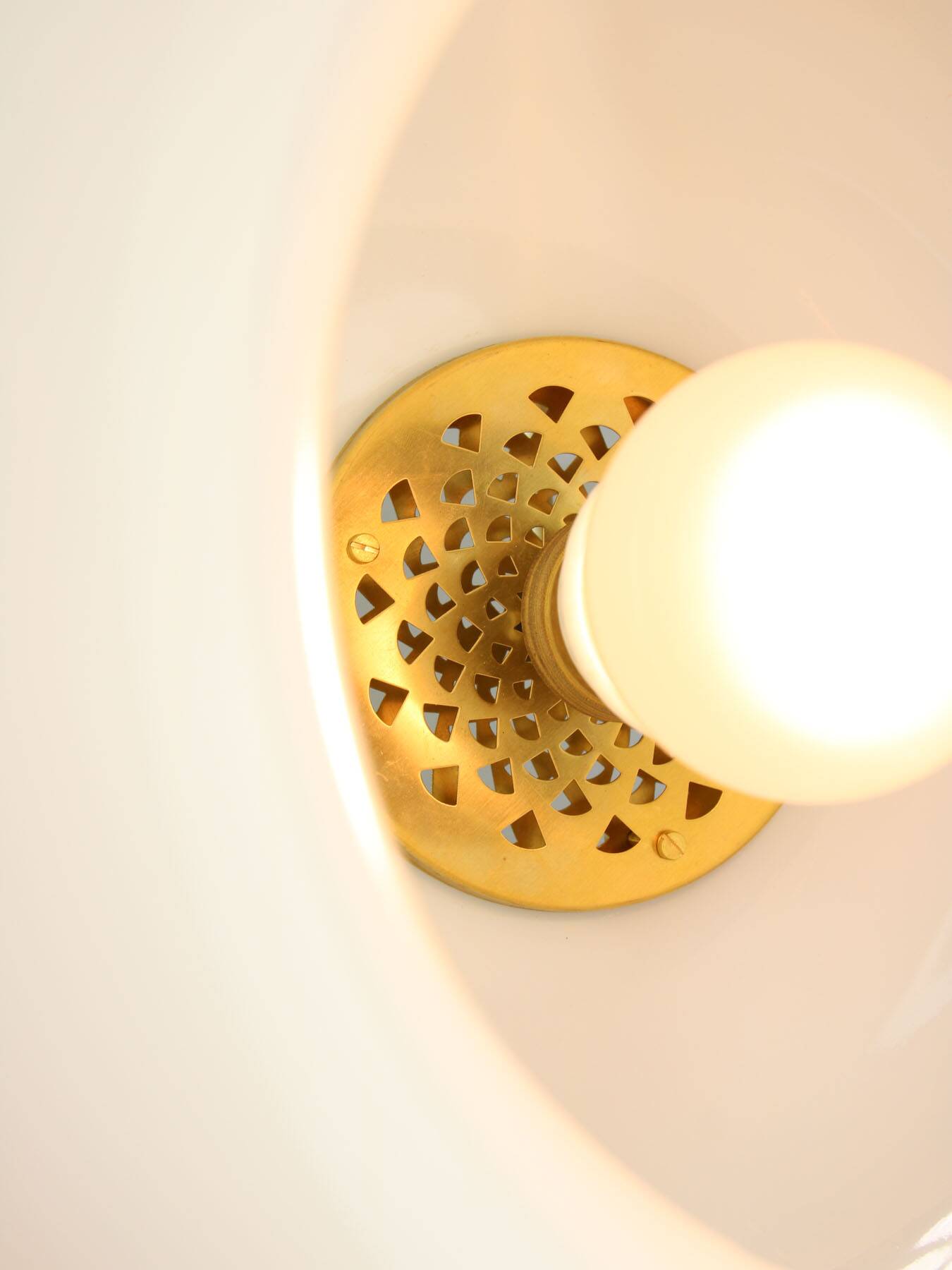 Italian White Medusa Pendant Brass Edition by Luigi Massoni for Guzzini, 1970s