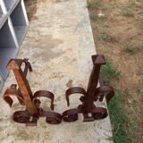 Pair of old wrought iron chenets
