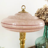 Glass and brass table lamp