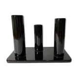 Black Candlestick Stand - VIntage Candle Holder Made From Black Shiny Ceramic From The Mid Century