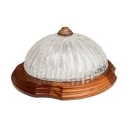 Italian ceiling lamp from the 1970s | ice glass and wood Mid Century Modern
