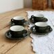 4 tasses à café bistrot vintage avec soucoupes