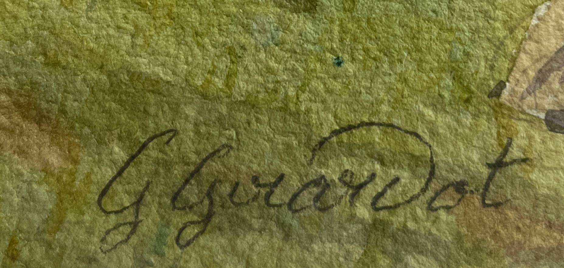 Watercolor painting g. girardot (1856-1914) "la grande morzine" leysin 1909