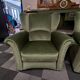 Vintage armchair in light green fabric from the 70s