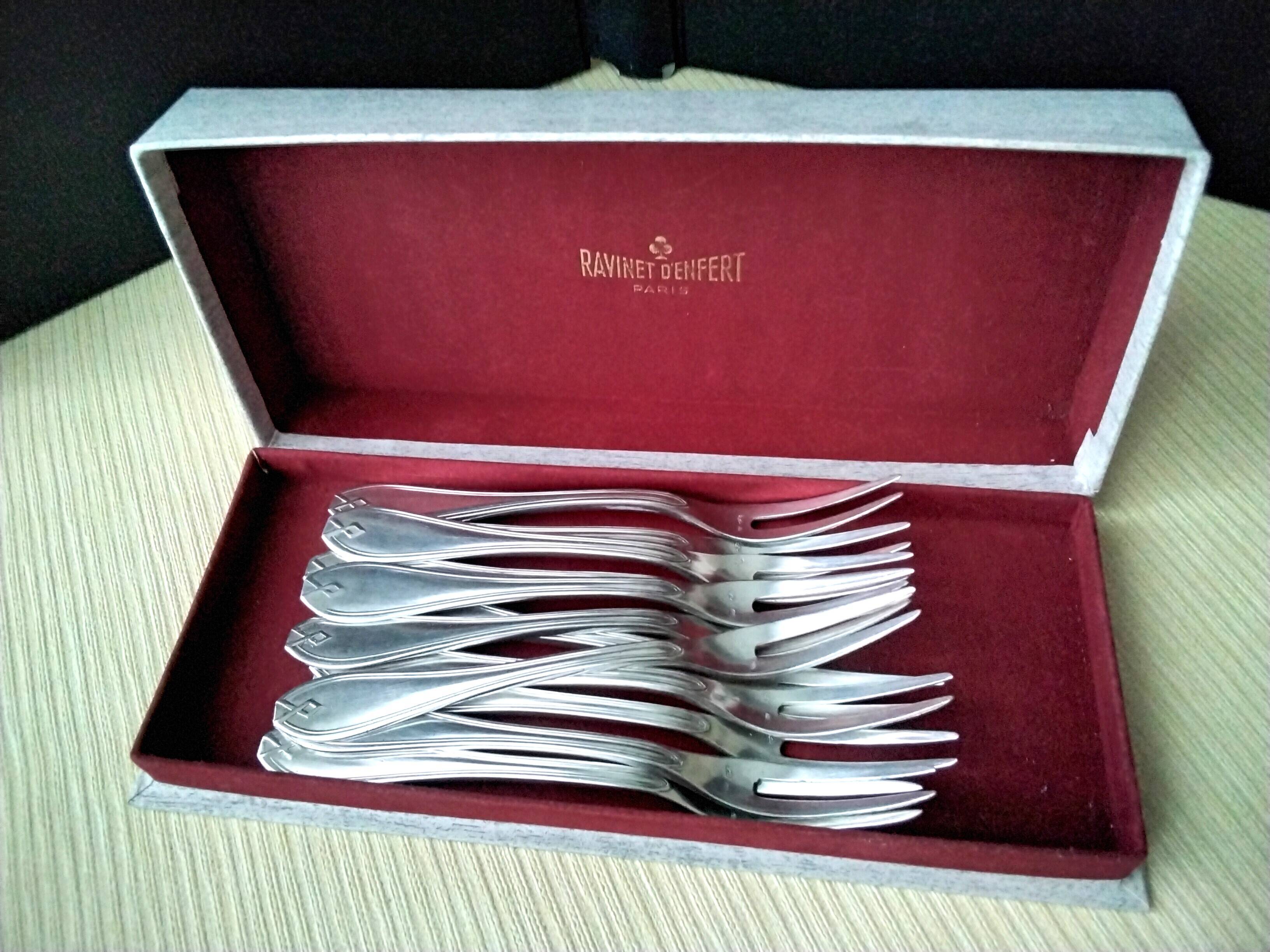 Box of 12 silver-plated metal snail forks Ravinet d'Enfert