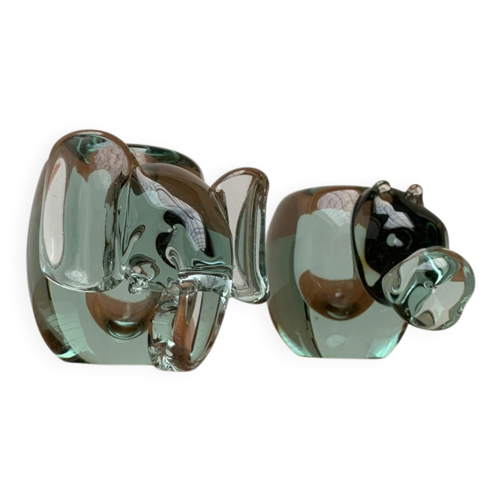 Vintage handmade African glass animal candle holders from Ngwenya Glass, set of 2.