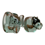 Vintage handmade African glass animal candle holders from Ngwenya Glass, set of 2.