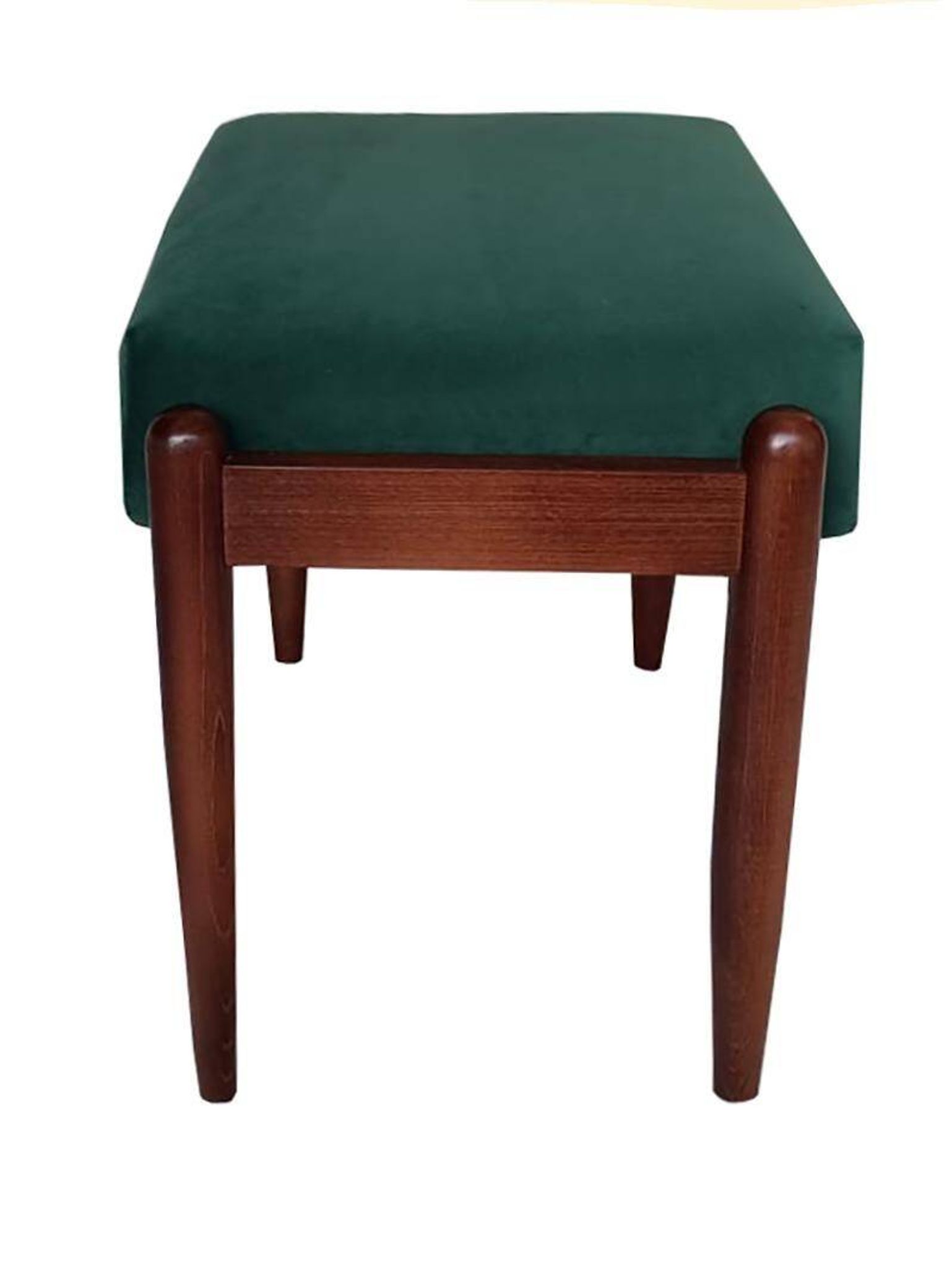 Pair of vintage green velvet stools, mid-century, Edmund Homa, 1960s