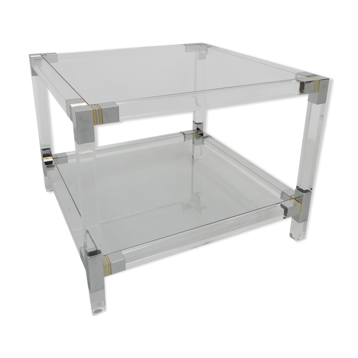 Hollywood Regency coffee table with perspex frame