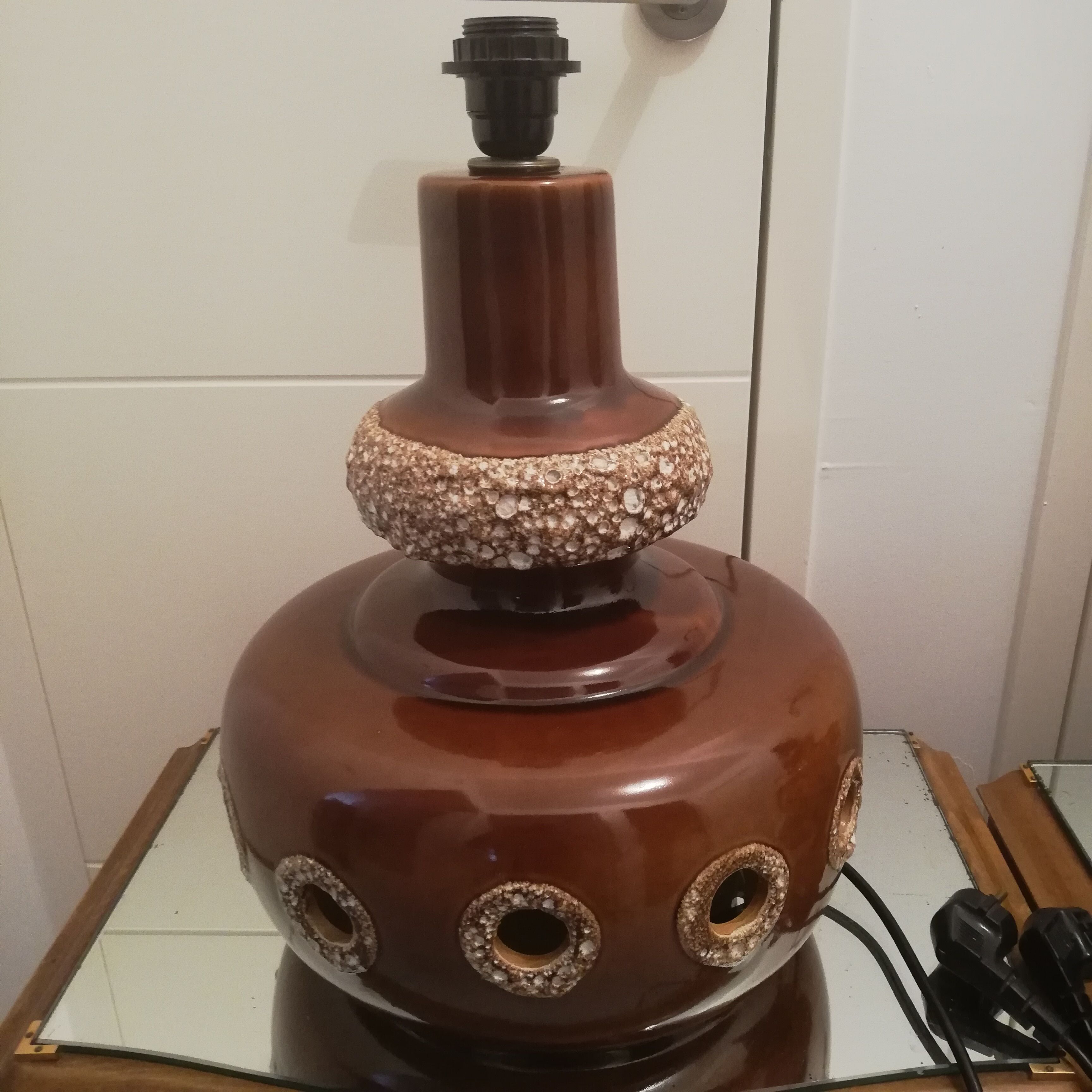 Pair of vintage ceramic lamps with double lighting