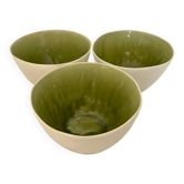 Set of 3 absinthe green bowls