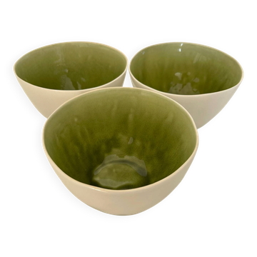 Set de 3 bols vert absinthe