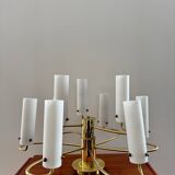 Brass and opaline glass suspension "Hillebrand" 1960