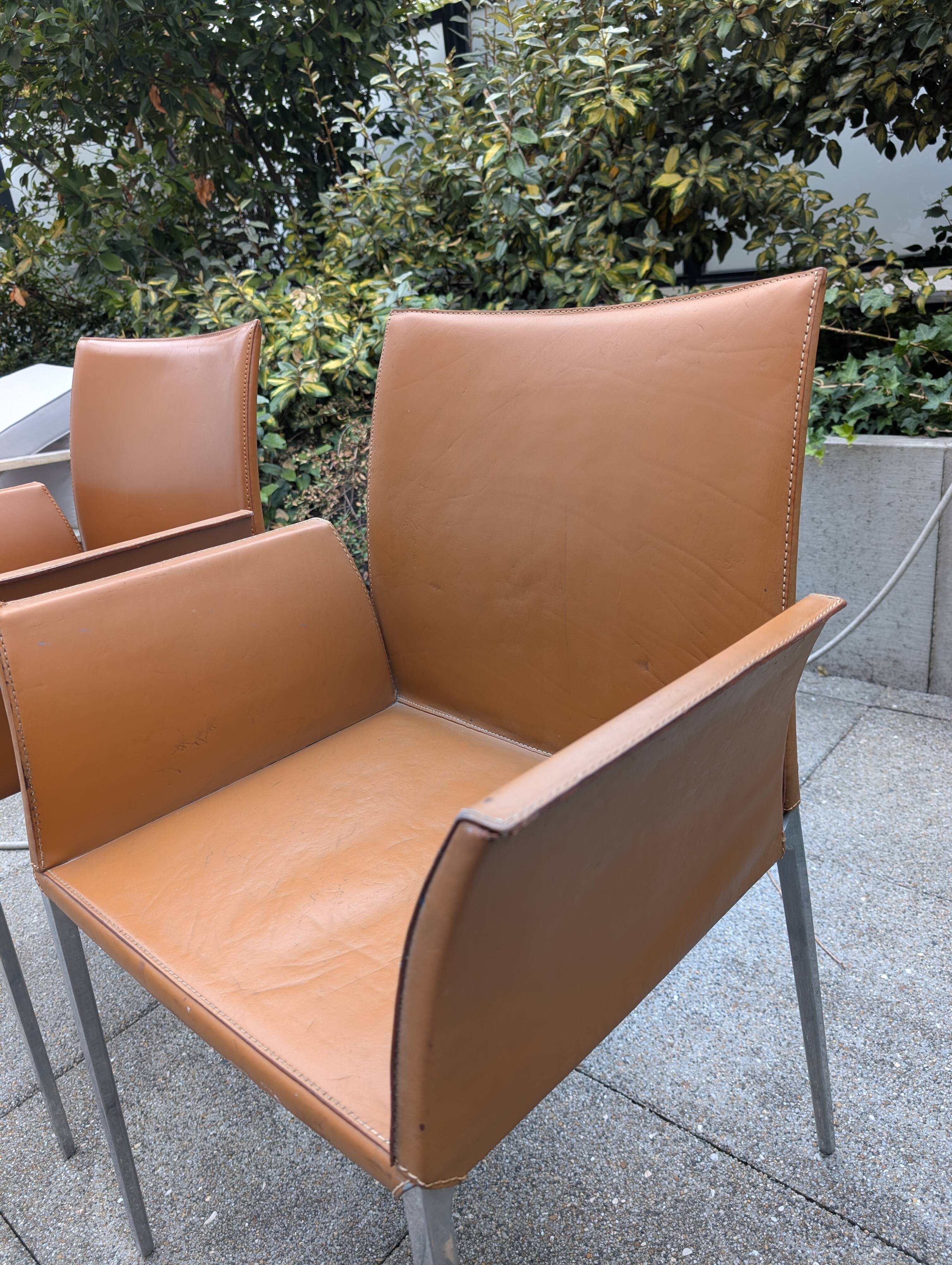 Paire de fauteuils Lia par Roberto Barbieri pour Zanotta — Cuir cognac