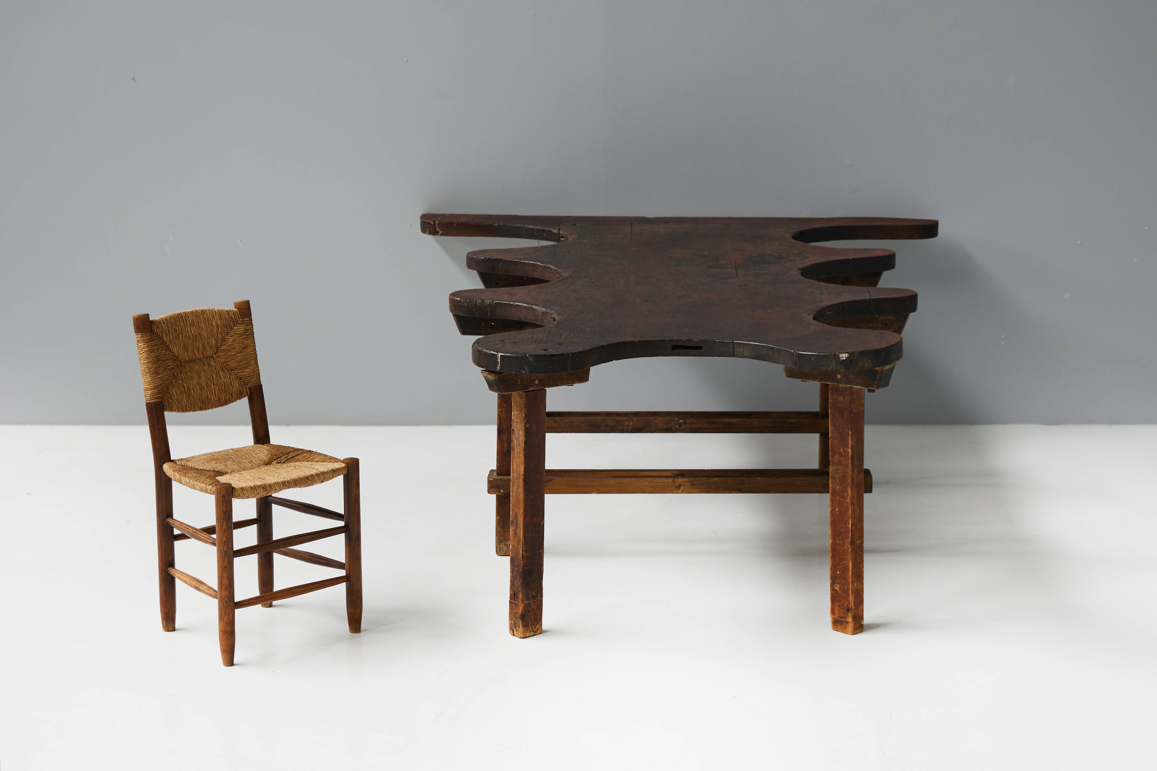 Table Organique Rustique De Forme Libre, France, Fin 19ème Siècle