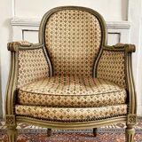 Pair of wooden and velvet armchairs in Louis XVI style 19th century