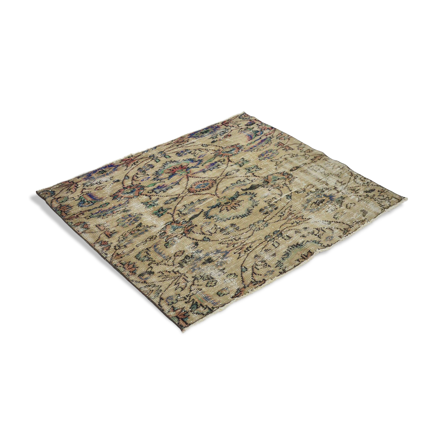 Turkish Anatolian Handmade Vintage Rug 140 cm x 120 cm