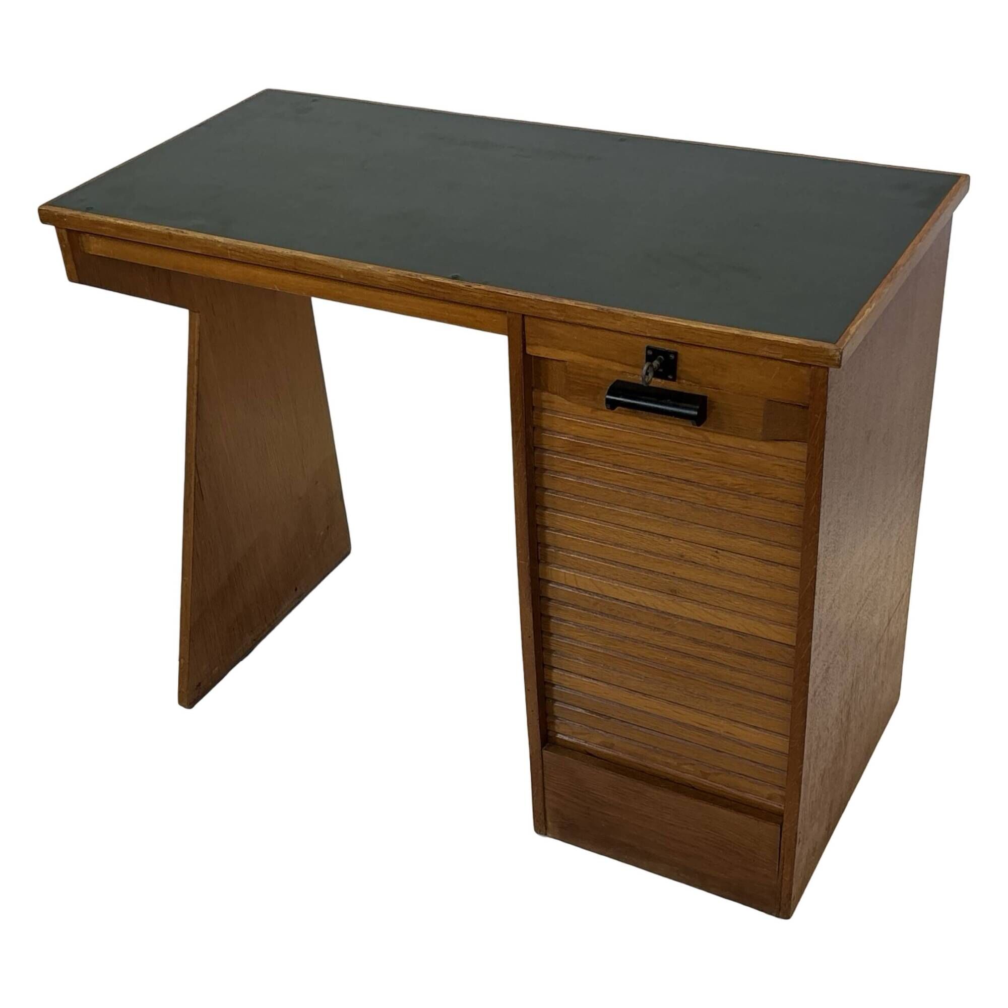 Art Deco desk, minimalist design in oak, unique 40s design, Netherlands.