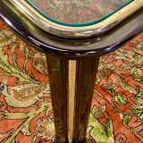 Glass coffee table, chromed steel, Design Italy 1960