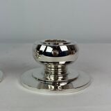 Set of two low candlesticks of 925 sterling and hallmarked silver, 1930s