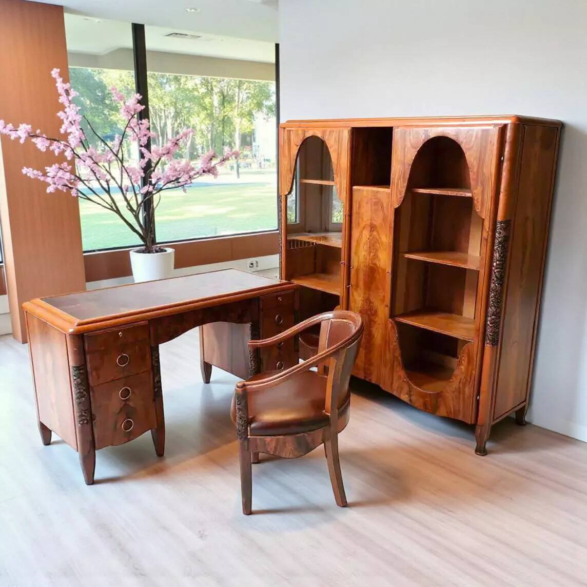 Desk, chair and bookshelf Art Deco period