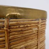 1970's Rattan and Brass Umbrella Stand