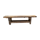 Old carpenter's workbench with press
