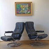 Scandinavian design leather armchairs 70s