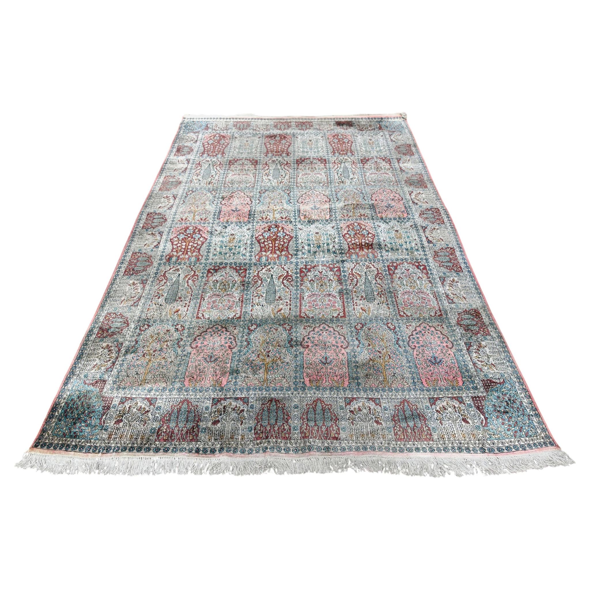 XXL vintage carpet in Kashmir silk Garden of Paradise