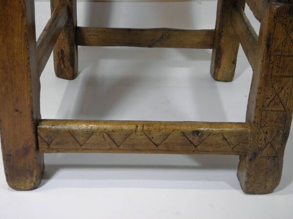 Chaise ancienne en bois et paille, Art Populaire - Espagne